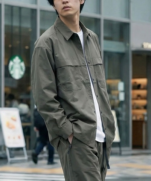 ANPAS(アンパス)の「Stretch Ripstop Fishing Shirt / リップストップ ストレッチフィッシングシャツ ライトアウター オーバーシャツ メンズ ブルゾン(シャツ/ブラウス・メンズ・ブラック/カーキ・M/L/XL)」の2枚目の写真