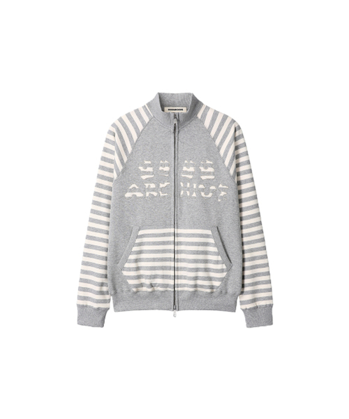 9999ARCHIVE（9999アーカイブ）の「[9999xMIKO] Stripe Applique Jersey（ナイロンジャケット・レディース・ライトグレー・FREE/2）」の2枚目の写真