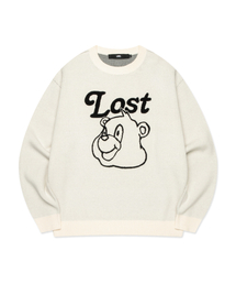 BEAR FACE KNIT SWEATER ivory