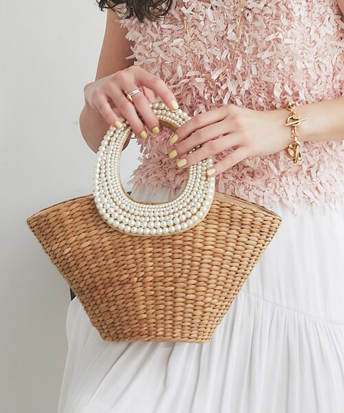 La boutique BonBon（ラブティックボンボン）の「パールハンドルバスケットS/チェーン付（かごバッグ・レディース・ベージュ・FREE）」の21枚目の写真