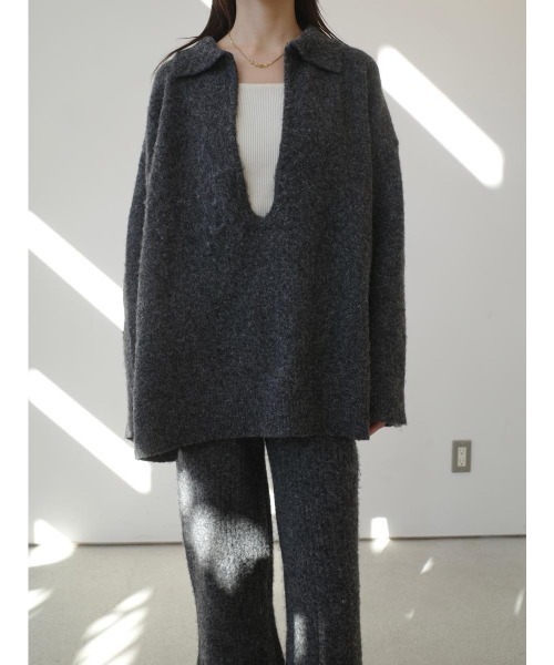 amel(エイメル)の「リラックスニットセットアップ / チャコール(デニムパンツ・レディース・チャコールグレー・FREE)」の6枚目の写真