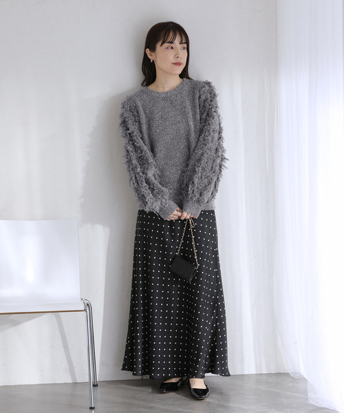 La TOTALITE（ラトータリテ）の「【洗える】ラメジャガードフリンジプルオーバー（ニット/セーター・レディース・ホワイト/グレー・FREE）」の3枚目の写真