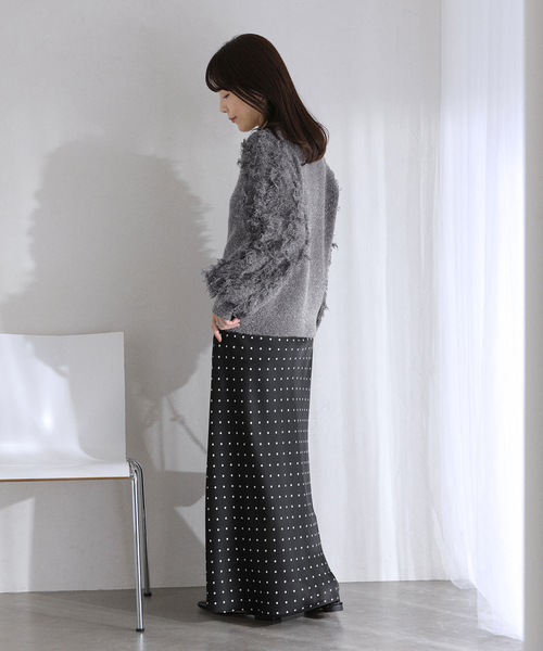 La TOTALITE（ラトータリテ）の「【洗える】ラメジャガードフリンジプルオーバー（ニット/セーター・レディース・ホワイト/グレー・FREE）」の5枚目の写真