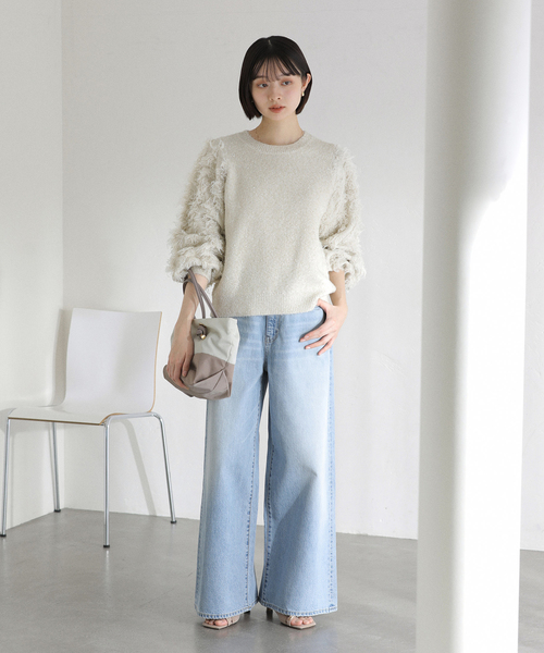 La TOTALITE（ラトータリテ）の「【洗える】ラメジャガードフリンジプルオーバー（ニット/セーター・レディース・ホワイト/グレー・FREE）」の8枚目の写真