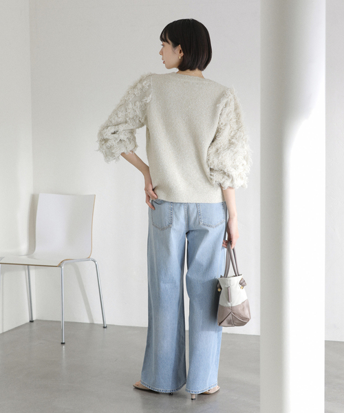 La TOTALITE（ラトータリテ）の「【洗える】ラメジャガードフリンジプルオーバー（ニット/セーター・レディース・ホワイト/グレー・FREE）」の10枚目の写真