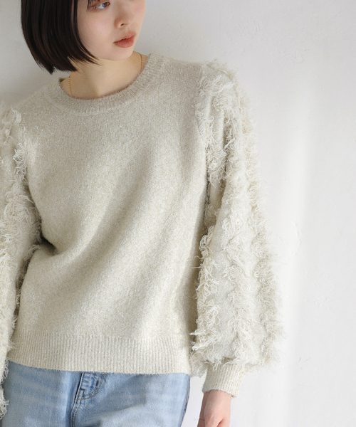 La TOTALITE（ラトータリテ）の「【洗える】ラメジャガードフリンジプルオーバー（ニット/セーター・レディース・ホワイト/グレー・FREE）」の11枚目の写真