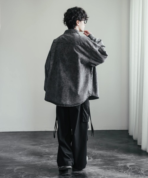 Rocky Monroe(ロッキーモンロー)の「ヴィンテージライク オーバーサイズデニムワークシャツジャケット(デニムジャケット・メンズ・ライトブラック/ブラック/インディゴブルー/ワンウォッシュ/ケミカルウォッシュ・L/XL/M)」の13枚目の写真
