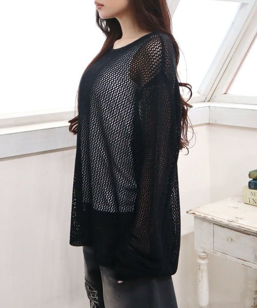 CECIL McBEE（セシルマクビー）の「透かし編みニットｘカットタンク（ニット/セーター・レディース・ブラック/ブルー/オフホワイト/オレンジ・MEDIUM）」の21枚目の写真