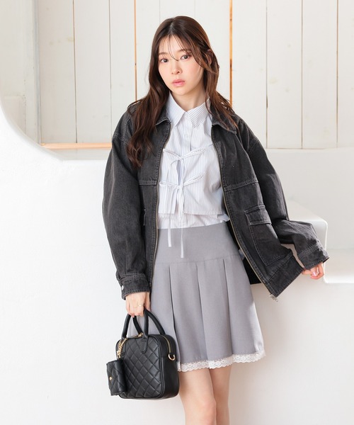 Honeys(ハニーズ)の「ビスチェ付シャツ(シャツ/ブラウス・レディース・ホワイト×グレー/ホワイト×ブルー/ブルー系その他3・L/M/S)」の9枚目の写真