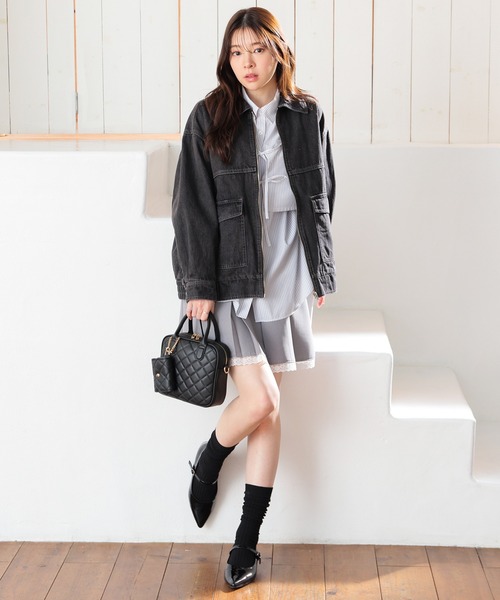 Honeys(ハニーズ)の「ビスチェ付シャツ(シャツ/ブラウス・レディース・ホワイト×グレー/ホワイト×ブルー/ブルー系その他3・L/M/S)」の10枚目の写真