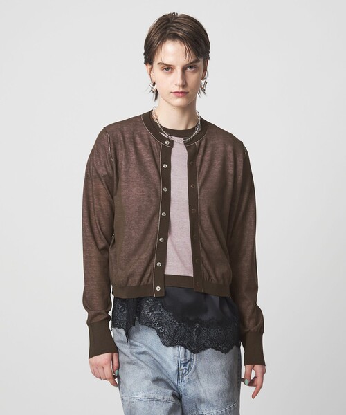 ASTRAET(アストラット)の「<ASTRAET>18G リバーシブル クルーネックカーディガン(カーディガン/ボレロ・レディース・ライトグレー/ダークブラウン/ネイビー・FREE)」の2枚目の写真