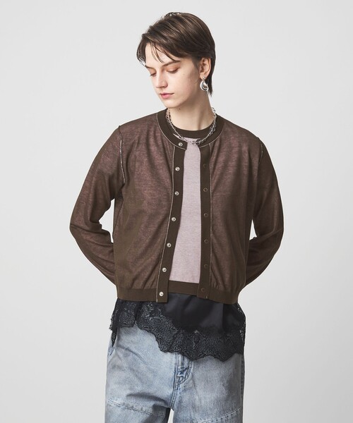 ASTRAET(アストラット)の「<ASTRAET>18G リバーシブル クルーネックカーディガン(カーディガン/ボレロ・レディース・ライトグレー/ダークブラウン/ネイビー・FREE)」の4枚目の写真
