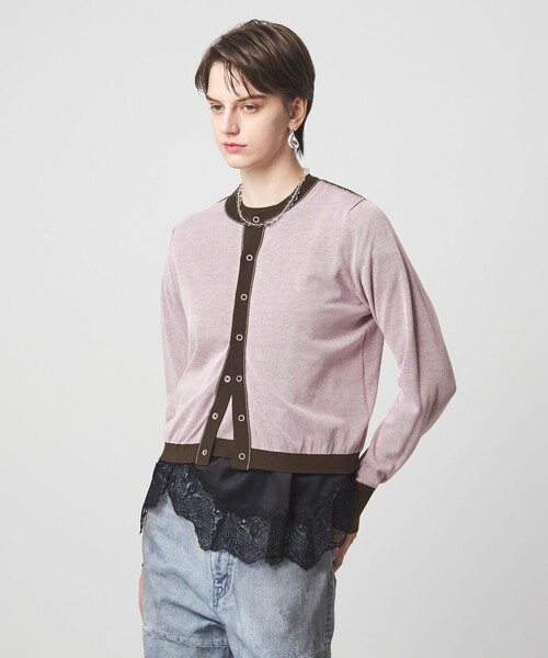 ASTRAET(アストラット)の「<ASTRAET>18G リバーシブル クルーネックカーディガン(カーディガン/ボレロ・レディース・ライトグレー/ダークブラウン/ネイビー・FREE)」の8枚目の写真