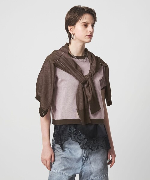 ASTRAET(アストラット)の「<ASTRAET>18G リバーシブル クルーネックカーディガン(カーディガン/ボレロ・レディース・ライトグレー/ダークブラウン/ネイビー・FREE)」の9枚目の写真