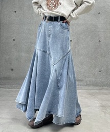 PAGEBOY | <まるでデニム見え!/紫外線カット/接触冷感>マルデニイレヘムスカート(デニムスカート)