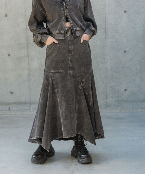 PAGEBOY(ページボーイ)の「<まるでデニム見え!/紫外線カット/接触冷感>マルデニイレヘムスカート(デニムスカート・レディース・ブラック/グレー系その他/ブルー系その他・FREE)」の18枚目の写真