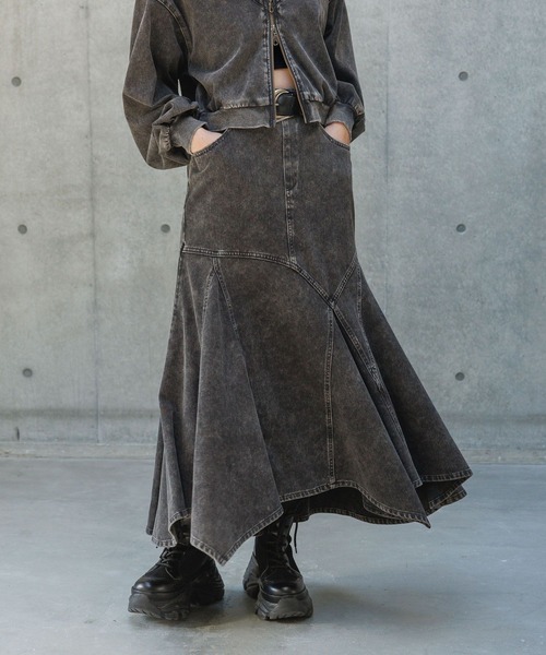 PAGEBOY(ページボーイ)の「<まるでデニム見え!/紫外線カット/接触冷感>マルデニイレヘムスカート(デニムスカート・レディース・ブラック/グレー系その他/ブルー系その他・FREE)」の15枚目の写真