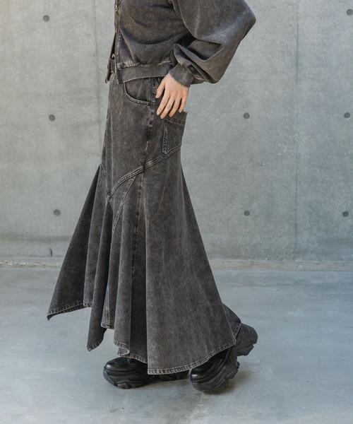 PAGEBOY(ページボーイ)の「<まるでデニム見え!/紫外線カット/接触冷感>マルデニイレヘムスカート(デニムスカート・レディース・ブラック/グレー系その他/ブルー系その他・FREE)」の13枚目の写真