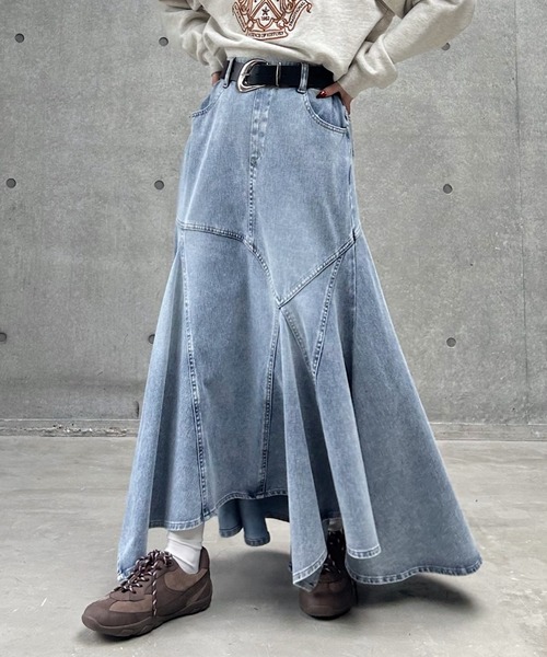 PAGEBOY(ページボーイ)の「<まるでデニム見え!/紫外線カット/接触冷感>マルデニイレヘムスカート(デニムスカート・レディース・ブラック/グレー系その他/ブルー系その他・FREE)」の22枚目の写真