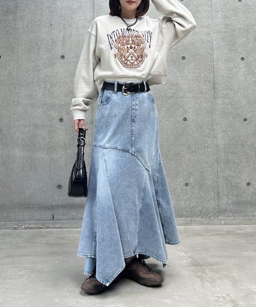 PAGEBOY(ページボーイ)の「<まるでデニム見え!/紫外線カット/接触冷感>マルデニイレヘムスカート(デニムスカート・レディース・ブラック/グレー系その他/ブルー系その他・FREE)」の21枚目の写真