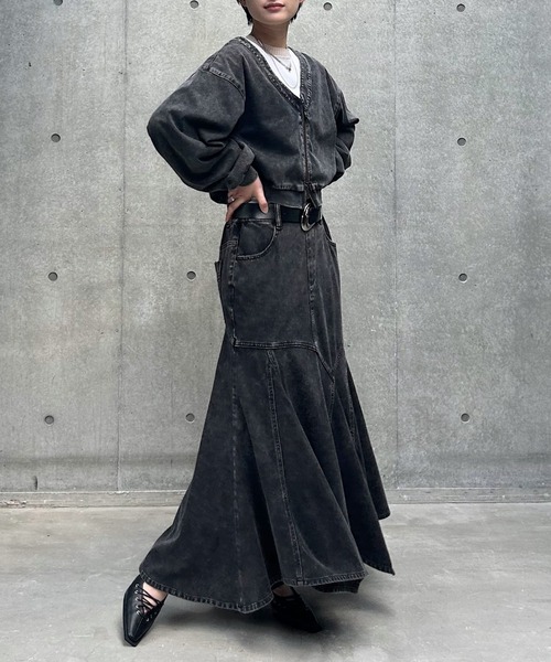 PAGEBOY(ページボーイ)の「<まるでデニム見え!/紫外線カット/接触冷感>マルデニイレヘムスカート(デニムスカート・レディース・ブラック/グレー系その他/ブルー系その他・FREE)」の5枚目の写真