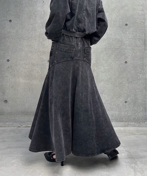 PAGEBOY(ページボーイ)の「<まるでデニム見え!/紫外線カット/接触冷感>マルデニイレヘムスカート(デニムスカート・レディース・ブラック/グレー系その他/ブルー系その他・FREE)」の9枚目の写真