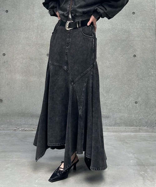 PAGEBOY(ページボーイ)の「<まるでデニム見え!/紫外線カット/接触冷感>マルデニイレヘムスカート(デニムスカート・レディース・ブラック/グレー系その他/ブルー系その他・FREE)」の8枚目の写真