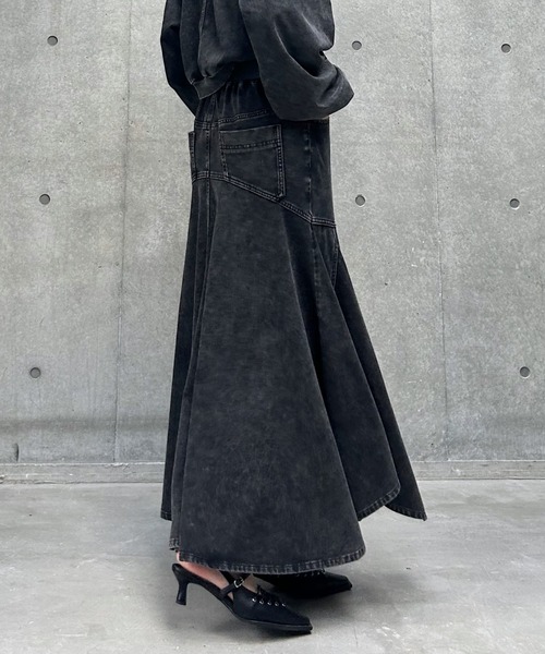 PAGEBOY(ページボーイ)の「<まるでデニム見え!/紫外線カット/接触冷感>マルデニイレヘムスカート(デニムスカート・レディース・ブラック/グレー系その他/ブルー系その他・FREE)」の7枚目の写真