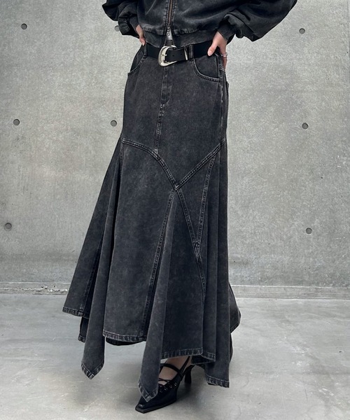 PAGEBOY(ページボーイ)の「<まるでデニム見え!/紫外線カット/接触冷感>マルデニイレヘムスカート(デニムスカート・レディース・ブラック/グレー系その他/ブルー系その他・FREE)」の11枚目の写真