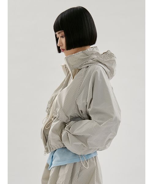 emmi（エミ）の「ドロストナイロンブルゾン/撥水【セットアップ対応】（ブルゾン・レディース・ブラック/チェック/ホワイト・F）」の12枚目の写真