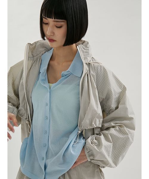 emmi（エミ）の「ドロストナイロンブルゾン/撥水【セットアップ対応】（ブルゾン・レディース・ブラック/チェック/ホワイト・F）」の13枚目の写真