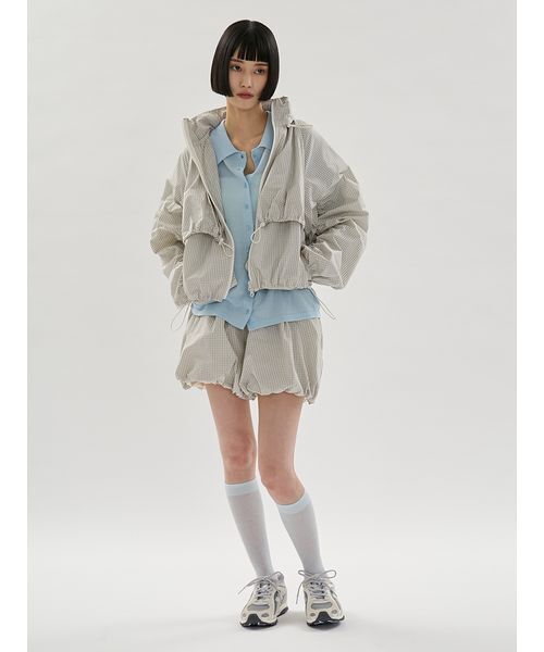 emmi（エミ）の「ドロストナイロンブルゾン/撥水【セットアップ対応】（ブルゾン・レディース・ブラック/チェック/ホワイト・F）」の17枚目の写真