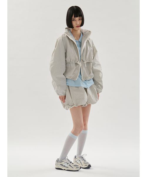 emmi（エミ）の「ドロストナイロンブルゾン/撥水【セットアップ対応】（ブルゾン・レディース・ブラック/チェック/ホワイト・F）」の18枚目の写真