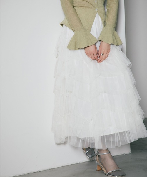 ARVELLIA(アルベリア)の「LAYERED TULLE SKIRT(スカート・レディース・アイボリー/ブラック/カーキ・M)」の4枚目の写真