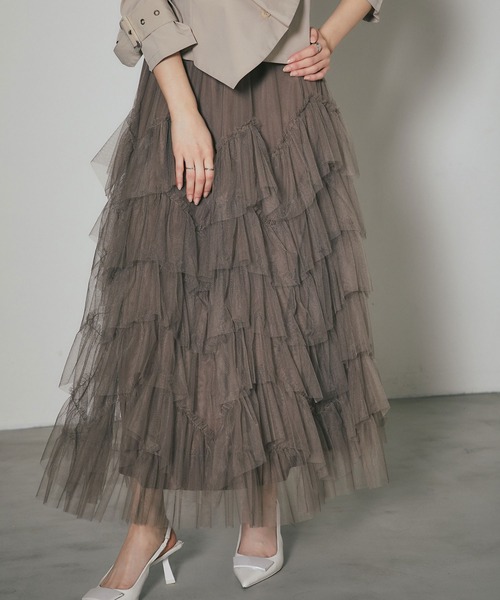ARVELLIA(アルベリア)の「LAYERED TULLE SKIRT(スカート・レディース・アイボリー/ブラック/カーキ・M)」の16枚目の写真
