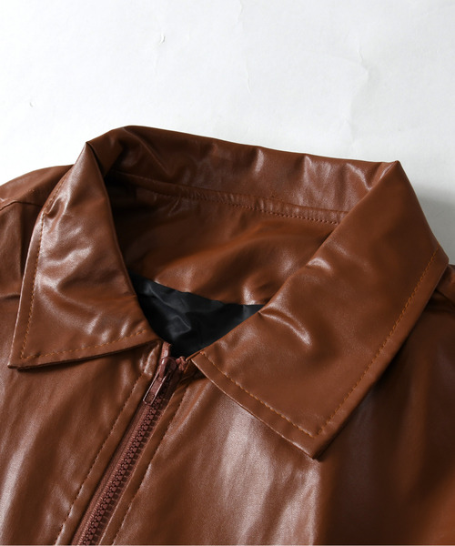 neos(ネオス)の「【neos】オーバーサイズ PU フェイクレザー ジップ ブルゾン(ブルゾン・メンズ・ブラウン・MEDIUM/LARGE/X-LARGE)」の7枚目の写真