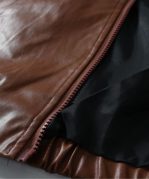 neos(ネオス)の「【neos】オーバーサイズ PU フェイクレザー ジップ ブルゾン(ブルゾン・メンズ・ブラウン・MEDIUM/LARGE/X-LARGE)」の9枚目の写真