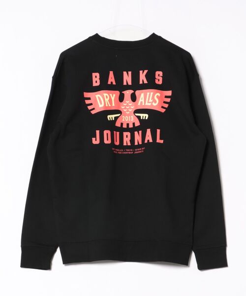 BANKS(バンクス)の「CREW / BANKS JOURNAL(バンクスジャーナル)スタンダードシルエット バッグプリント長袖クルーネックスウェットトレーナ(スウェット・メンズ・ブラック/ホワイト・MEDIUM/LARGE)」の4枚目の写真