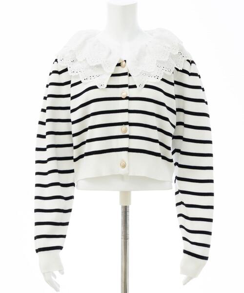 INGNI(イング)の「レースフリル襟ニットカーディガン(カーディガン/ボレロ・レディース・ネイビー/グレー/ホワイト系その他4・M)」の7枚目の写真