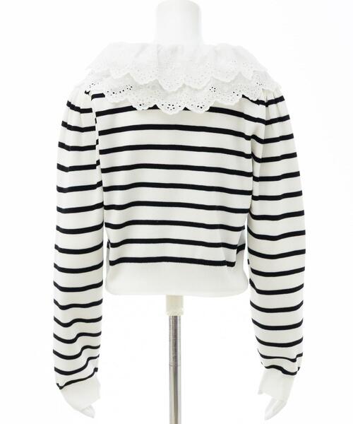 INGNI(イング)の「レースフリル襟ニットカーディガン(カーディガン/ボレロ・レディース・ネイビー/グレー/ホワイト系その他4・M)」の9枚目の写真