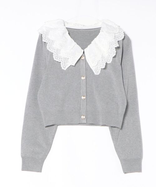 INGNI(イング)の「レースフリル襟ニットカーディガン(カーディガン/ボレロ・レディース・ネイビー/グレー/ホワイト系その他4・M)」の5枚目の写真