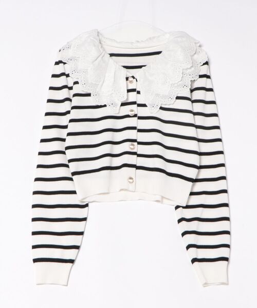 INGNI(イング)の「レースフリル襟ニットカーディガン(カーディガン/ボレロ・レディース・ネイビー/グレー/ホワイト系その他4・M)」の6枚目の写真