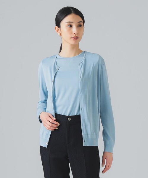 EFFE BEAMS（エッフェビームス）の「シルク クルーカーディガン（カーディガン/ボレロ・レディース・ブラック/サックスブルー/ブラウン系その他3・ONE SIZE）」の3枚目の写真