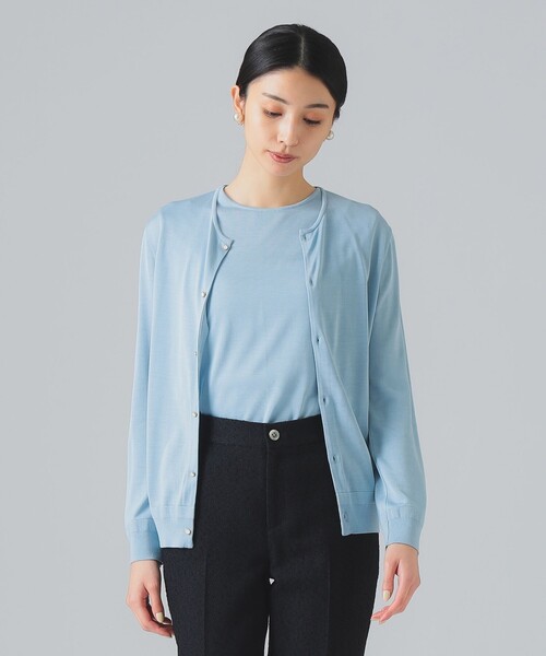 EFFE BEAMS（エッフェビームス）の「シルク クルーカーディガン（カーディガン/ボレロ・レディース・ブラック/サックスブルー/ブラウン系その他3・ONE SIZE）」の21枚目の写真