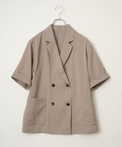 LBC(エルビーシー)の「リネンライクハーフスリーブジャケット(テーラードジャケット・レディース・チャコール/グレイッシュベージュ/ダークオリーブ・M)」の11枚目の写真