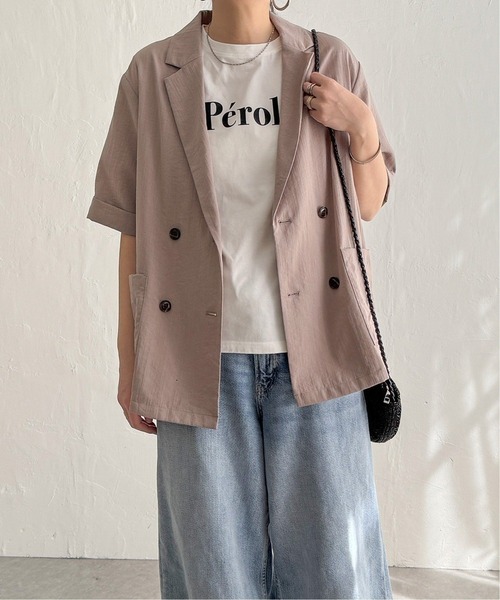 LBC(エルビーシー)の「リネンライクハーフスリーブジャケット(テーラードジャケット・レディース・チャコール/グレイッシュベージュ/ダークオリーブ・M)」の17枚目の写真