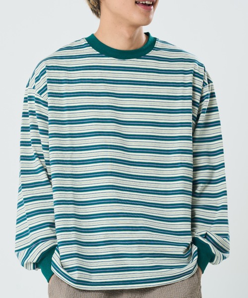 ROUGH TRADE(ラフトレード)の「ボーダーロンTEE(M1)(Tシャツ/カットソー・メンズ・ブラウン系/ブラック系/グリーン系・LARGE/X-LARGE/MEDIUM)」の3枚目の写真