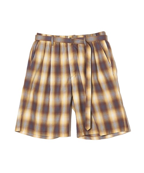 MSML(エムエスエムエル)の「OMBRE CHECK BELTED WIDE HALF PANTS(その他パンツ・メンズ・イエロー× ブルー/ブラック×ピンク・M/L/XL)」の1枚目の写真