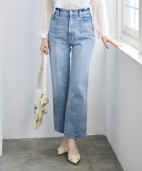 12Twelve Agenda(トゥエルブ アジェンダ)の「ステッチデザインストレートデニム(デニムパンツ・レディース・ブルー/グレー・S/M)」の3枚目の写真