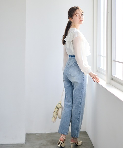 12Twelve Agenda(トゥエルブ アジェンダ)の「ステッチデザインストレートデニム(デニムパンツ・レディース・ブルー/グレー・S/M)」の10枚目の写真